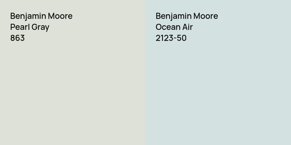 Benjamin Moore Pearl Gray vs. Benjamin Moore Ocean Air