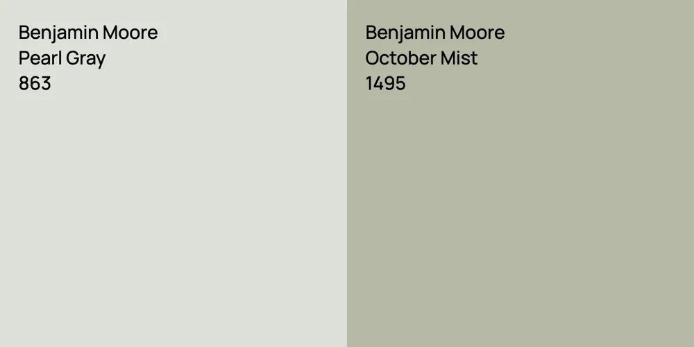 Benjamin Moore Pearl Gray vs. Benjamin Moore October Mist