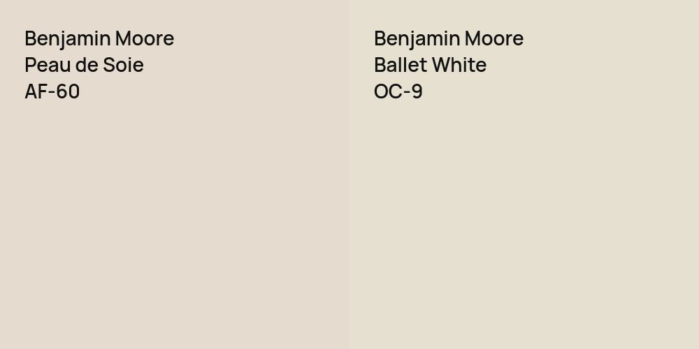 Benjamin Moore Peau de Soie vs. Benjamin Moore Ballet White