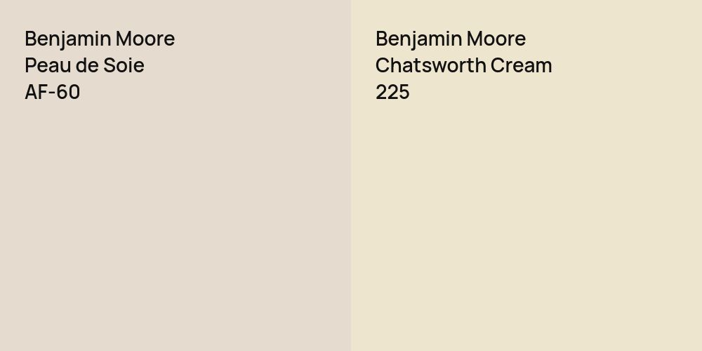 Benjamin Moore Peau de Soie vs. Benjamin Moore Chatsworth Cream