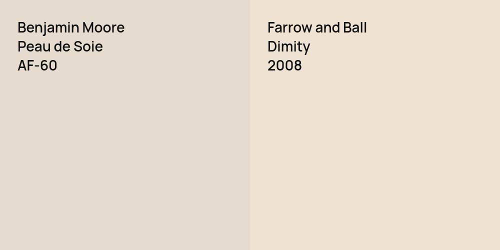 Benjamin Moore Peau de Soie vs. Farrow and Ball Dimity