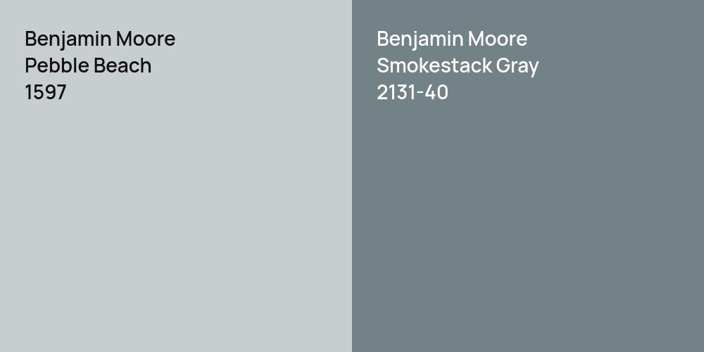 Benjamin Moore Pebble Beach vs. Benjamin Moore Smokestack Gray