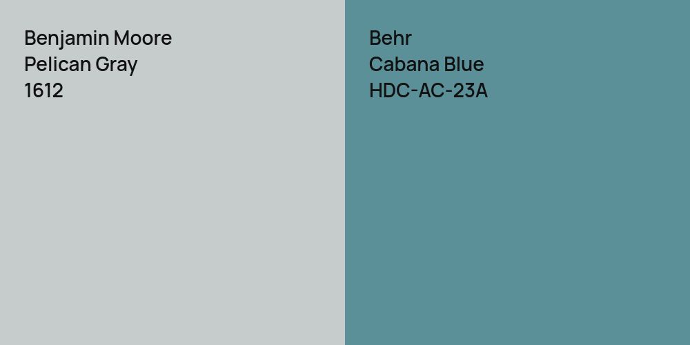 Benjamin Moore Pelican Gray vs. Behr Cabana Blue