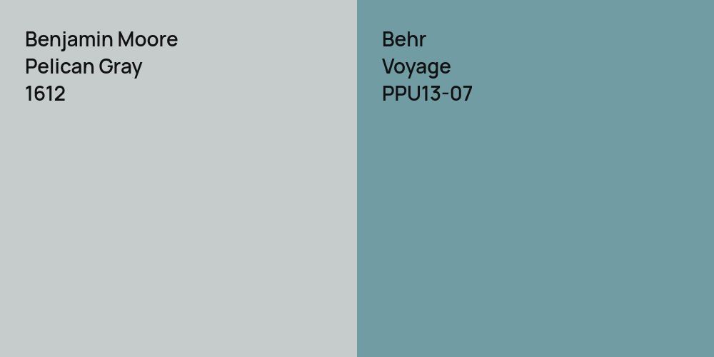 Benjamin Moore Pelican Gray vs. Behr Voyage