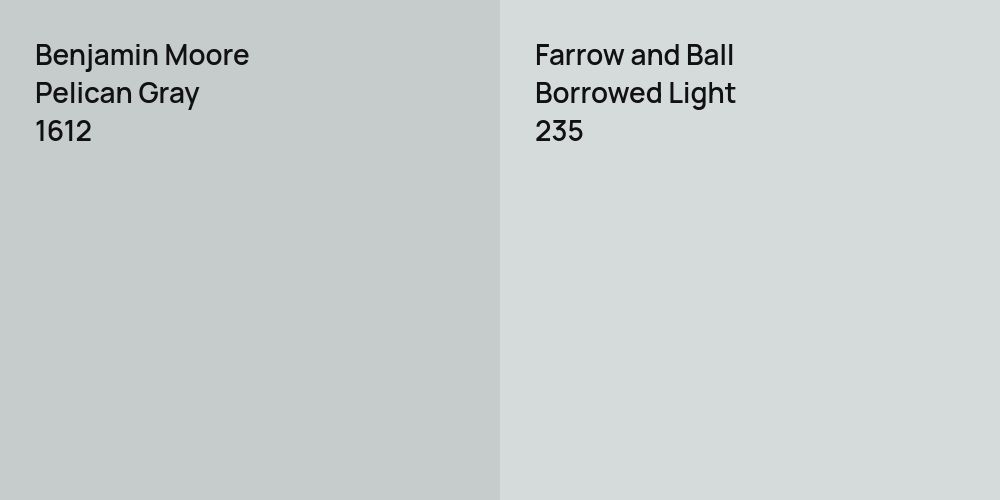 Benjamin Moore Pelican Gray vs. Farrow and Ball Borrowed Light