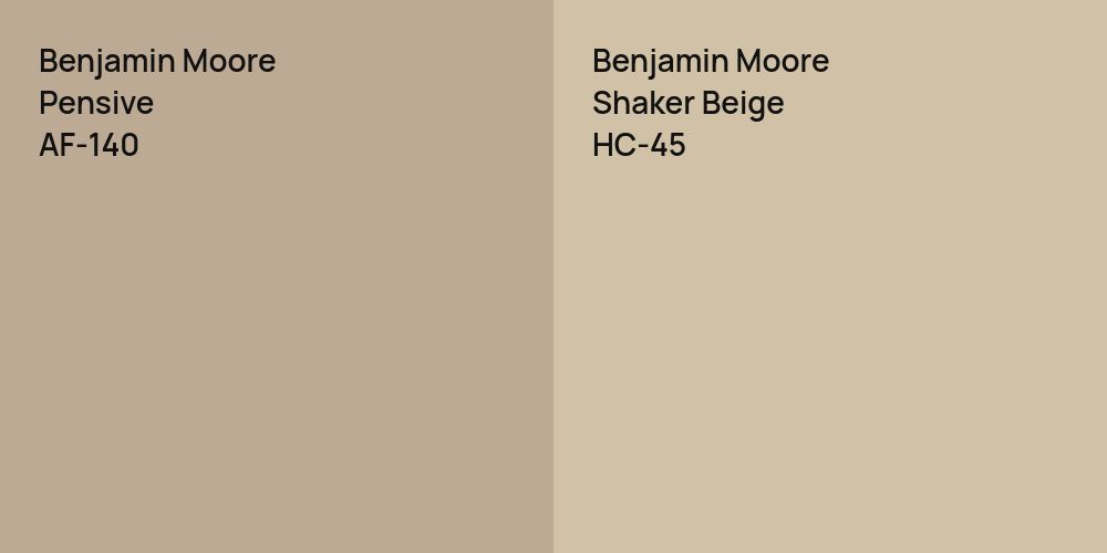 Benjamin Moore Pensive vs. Benjamin Moore Shaker Beige