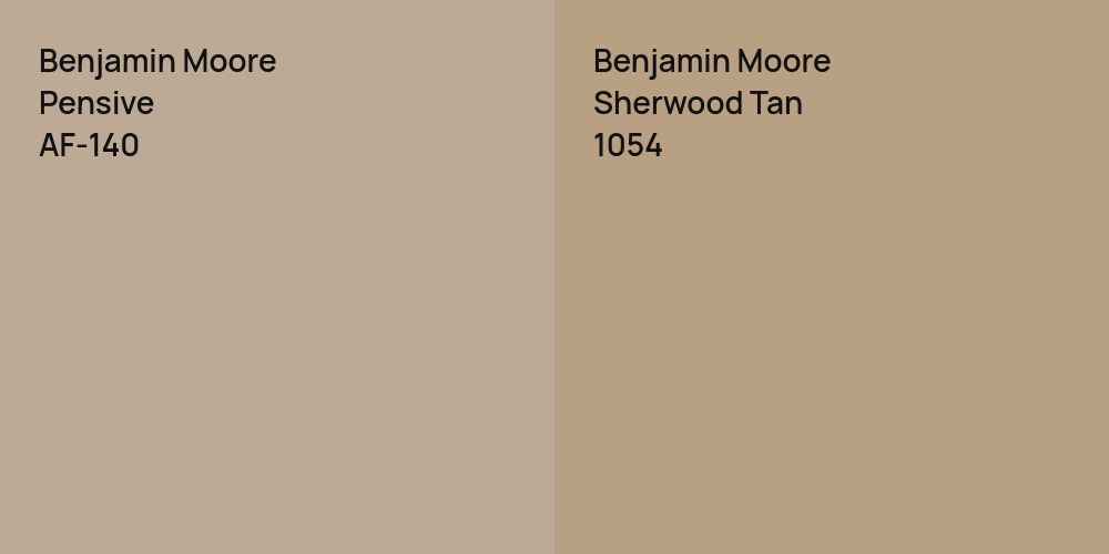 Benjamin Moore Pensive vs. Benjamin Moore Sherwood Tan