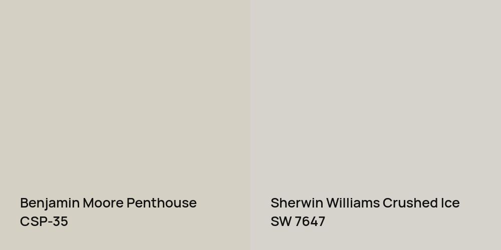 Benjamin Moore Penthouse vs. Sherwin Williams Crushed Ice