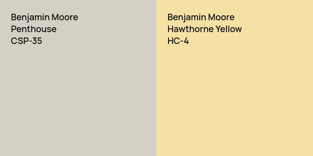 Benjamin Moore Penthouse vs. Benjamin Moore Hawthorne Yellow