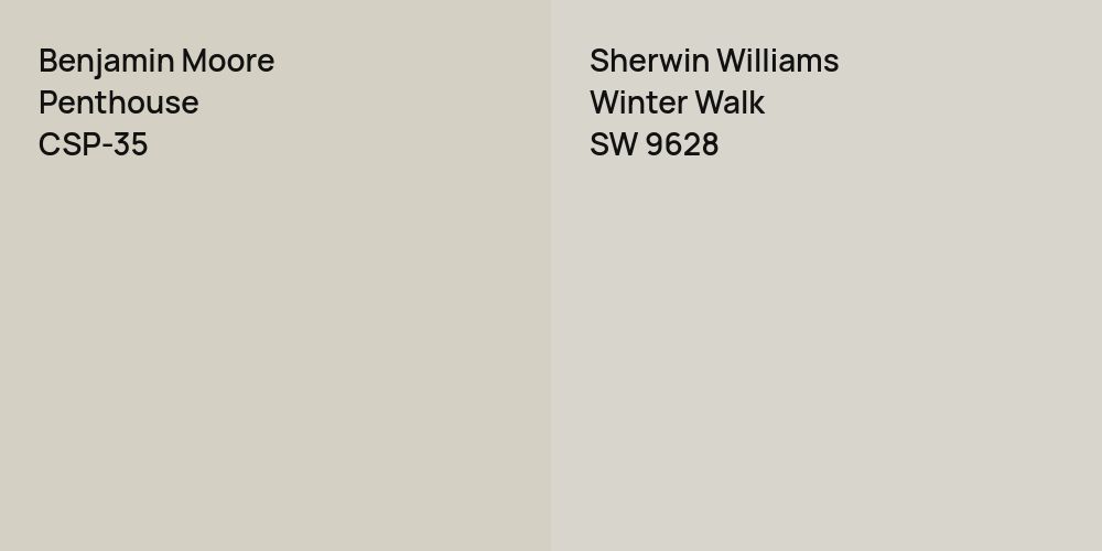 Benjamin Moore Penthouse vs. Sherwin Williams Winter Walk