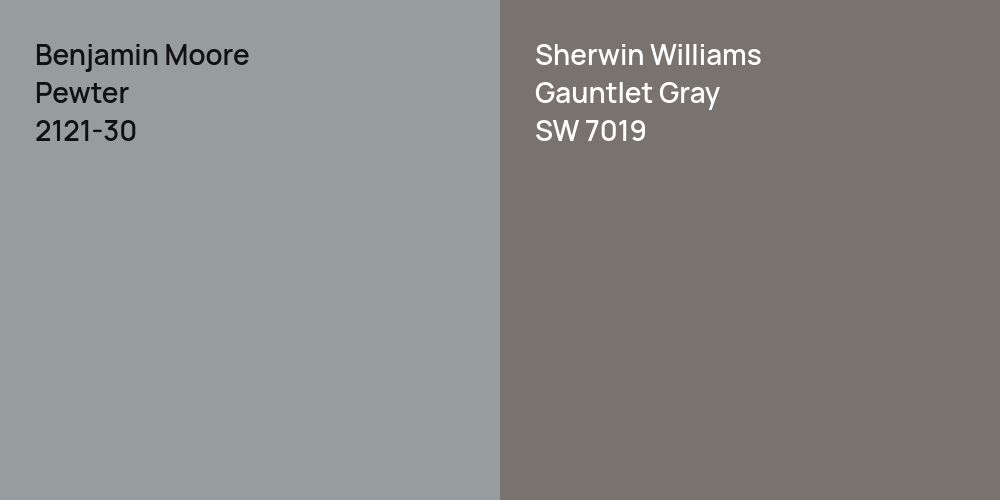 Benjamin Moore Pewter vs. Sherwin Williams Gauntlet Gray