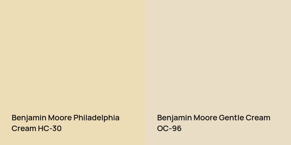 Benjamin Moore Philadelphia Cream vs. Benjamin Moore Gentle Cream