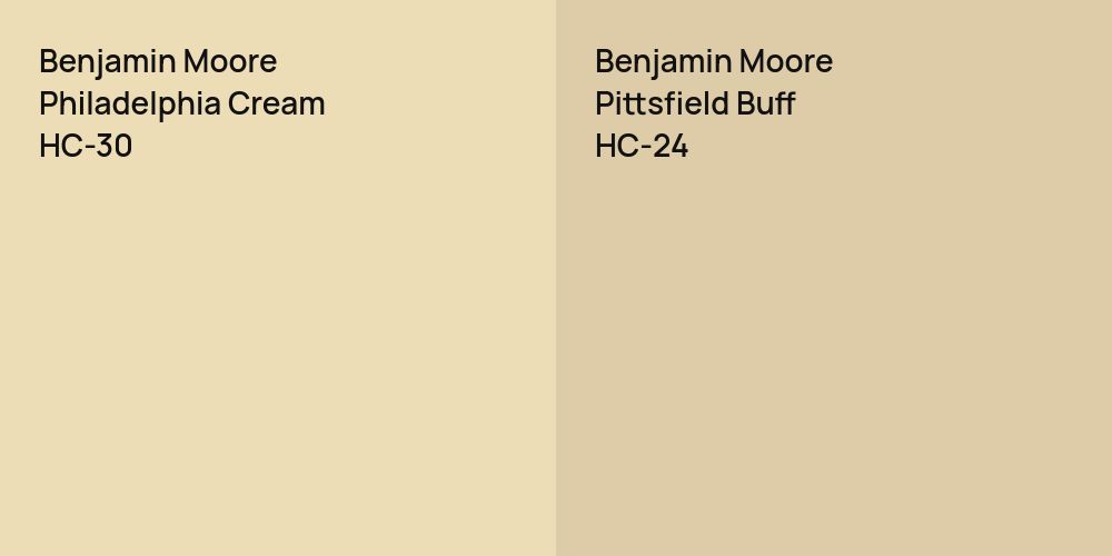 Benjamin Moore Philadelphia Cream vs. Benjamin Moore Pittsfield Buff