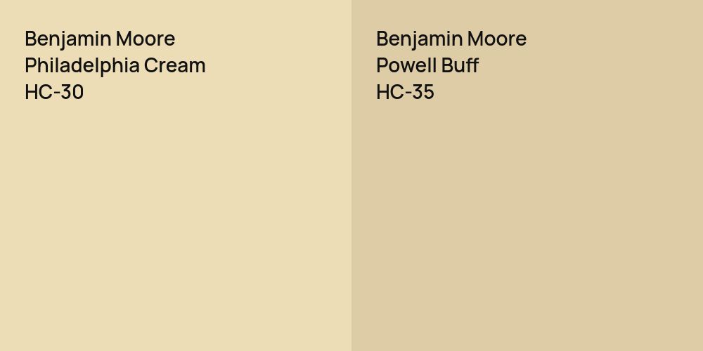 Benjamin Moore Philadelphia Cream vs. Benjamin Moore Powell Buff