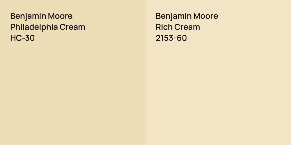 Benjamin Moore Philadelphia Cream vs. Benjamin Moore Rich Cream