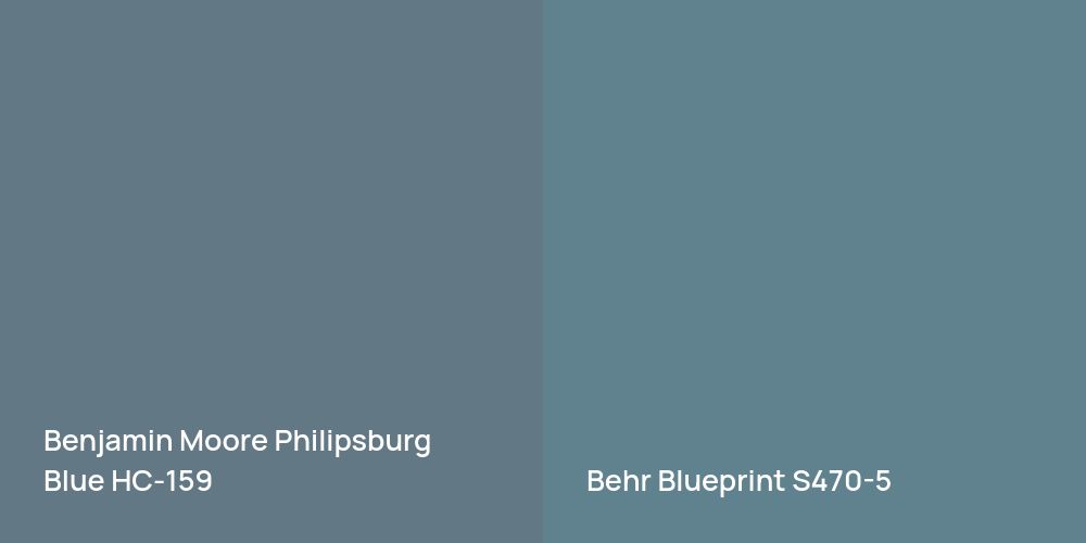 Benjamin Moore Philipsburg Blue vs. Behr Blueprint