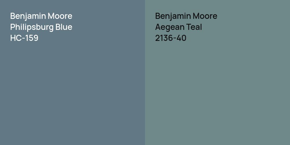 Benjamin Moore Philipsburg Blue vs. Benjamin Moore Aegean Teal