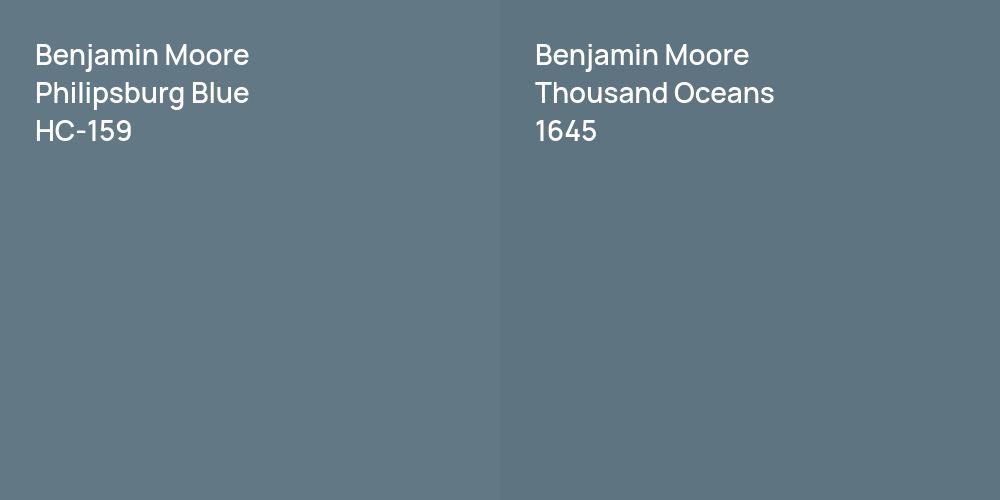 Benjamin Moore Philipsburg Blue vs. Benjamin Moore Thousand Oceans