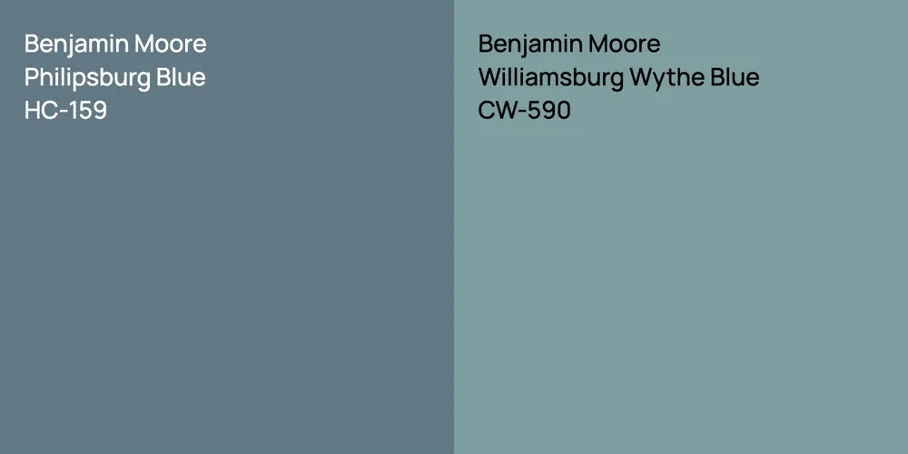 Benjamin Moore Philipsburg Blue vs. Benjamin Moore Williamsburg Wythe Blue