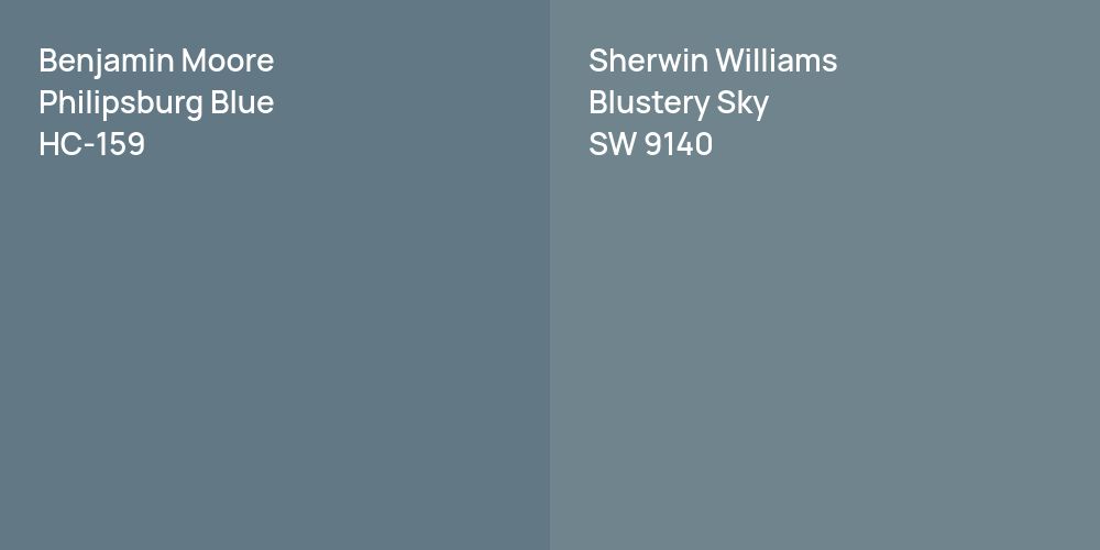 Benjamin Moore Philipsburg Blue vs. Sherwin Williams Blustery Sky