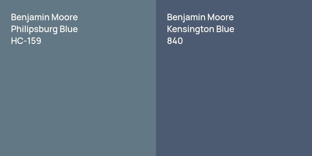 Benjamin Moore Philipsburg Blue vs. Benjamin Moore Kensington Blue