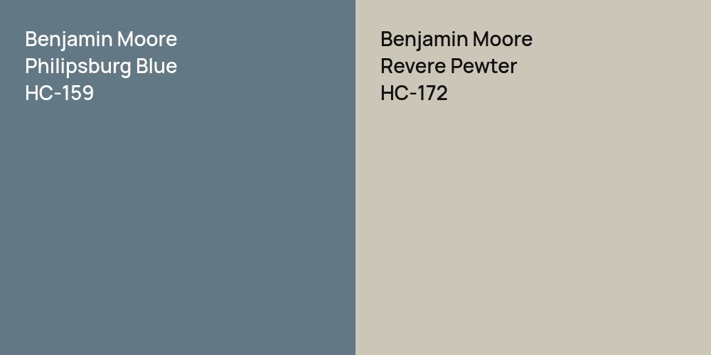 Benjamin Moore Philipsburg Blue vs. Benjamin Moore Revere Pewter