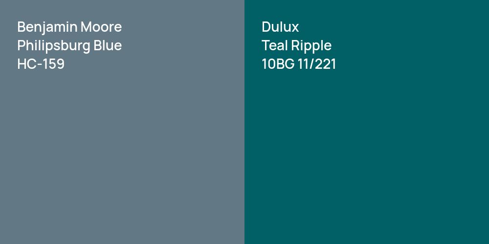 Benjamin Moore Philipsburg Blue vs. Dulux Teal Ripple