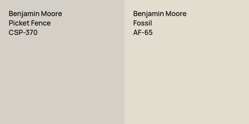 Benjamin Moore Picket Fence vs. Benjamin Moore Fossil