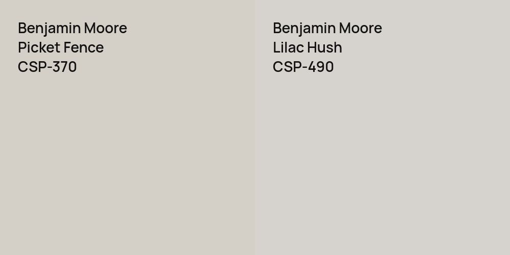 Benjamin Moore Picket Fence vs. Benjamin Moore Lilac Hush