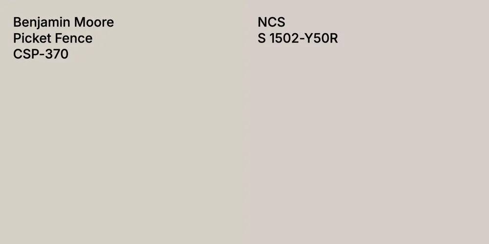 Benjamin Moore Picket Fence vs. NCS S 1502-Y50R