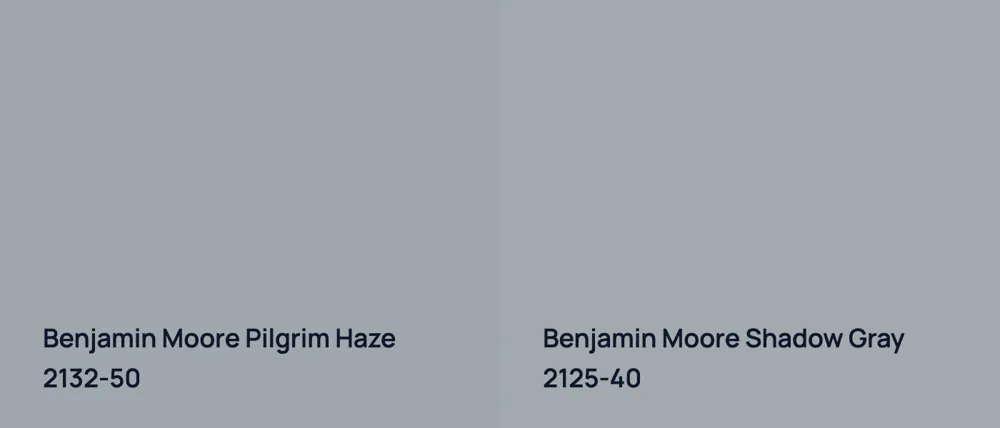 Benjamin Moore Pilgrim Haze 2132-50 vs Benjamin Moore Shadow Gray 2125-40