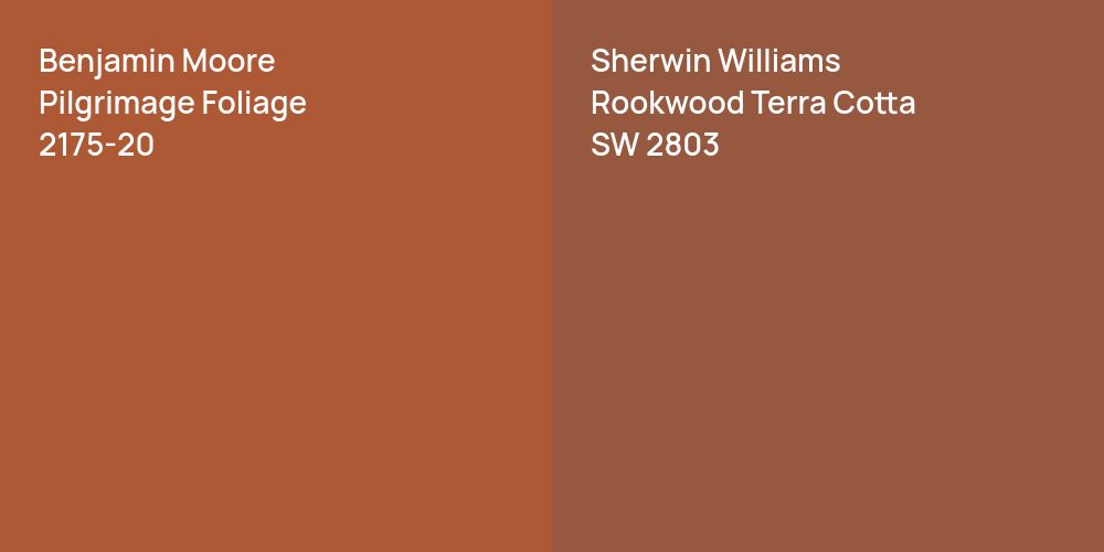 Benjamin Moore Pilgrimage Foliage vs. Sherwin Williams Rookwood Terra Cotta