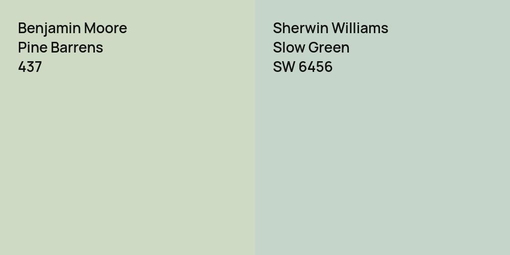 Benjamin Moore Pine Barrens vs. Sherwin Williams Slow Green