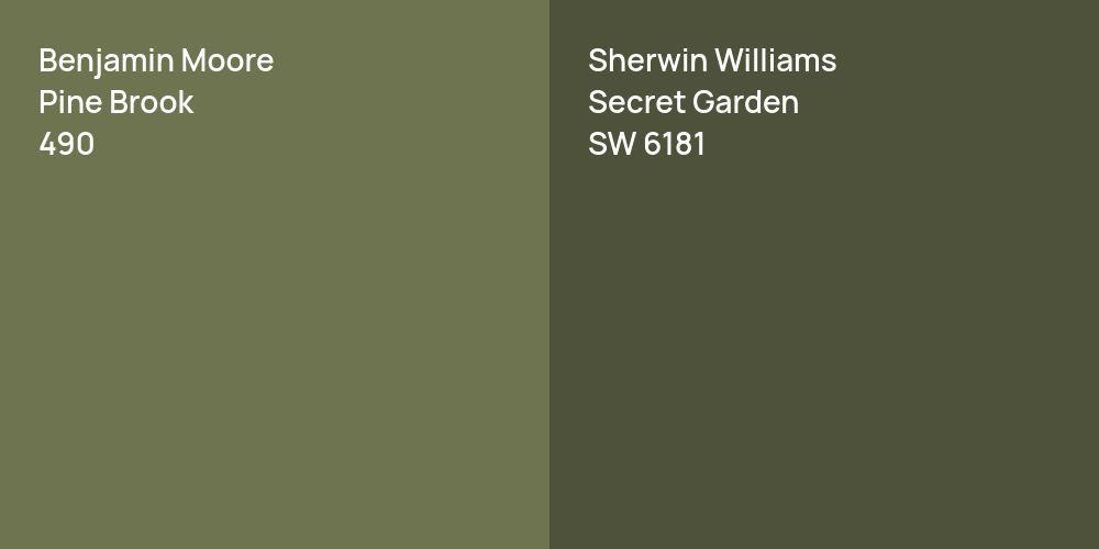 Benjamin Moore Pine Brook vs. Sherwin Williams Secret Garden