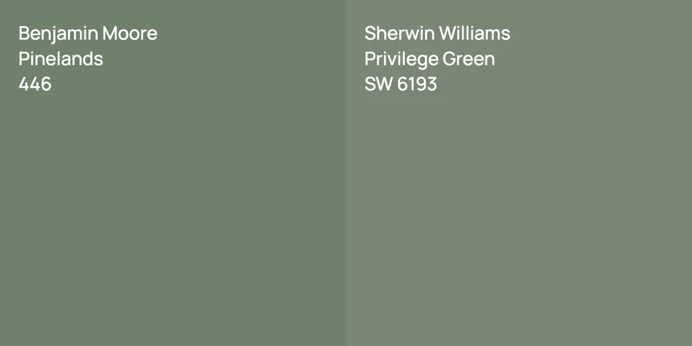 Benjamin Moore Pinelands vs. Sherwin Williams Privilege Green