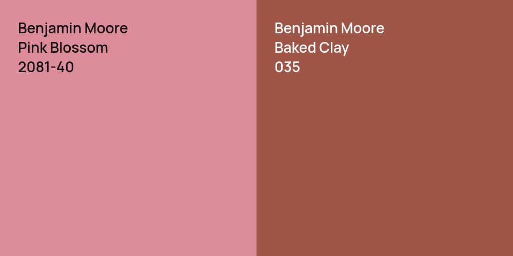 Benjamin Moore Pink Blossom vs. Benjamin Moore Baked Clay