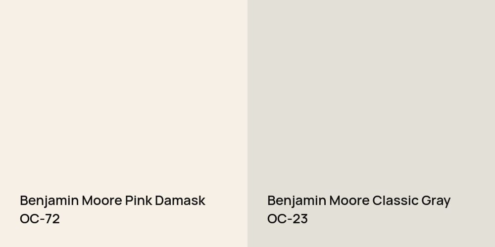 Benjamin Moore Pink Damask vs. Benjamin Moore Classic Gray