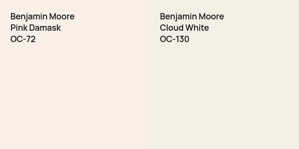 Benjamin Moore Pink Damask vs. Benjamin Moore Cloud White