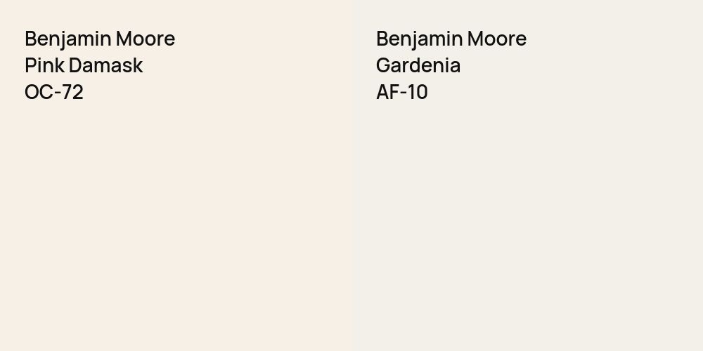 Benjamin Moore Pink Damask vs. Benjamin Moore Gardenia