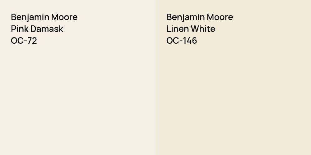 Benjamin Moore Pink Damask vs. Benjamin Moore Linen White