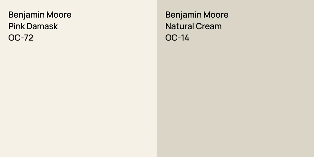 Benjamin Moore Pink Damask vs. Benjamin Moore Natural Cream