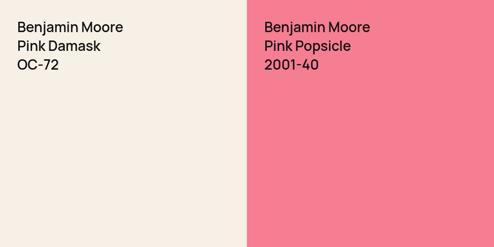 Benjamin Moore Pink Damask vs. Benjamin Moore Pink Popsicle