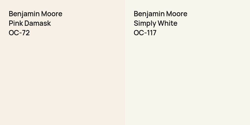 Benjamin Moore Pink Damask vs. Benjamin Moore Simply White