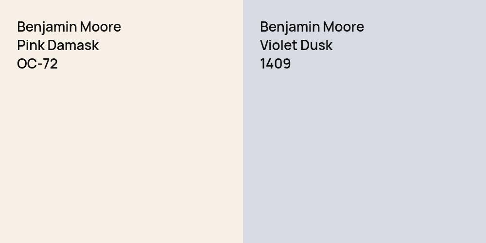 Benjamin Moore Pink Damask vs. Benjamin Moore Violet Dusk