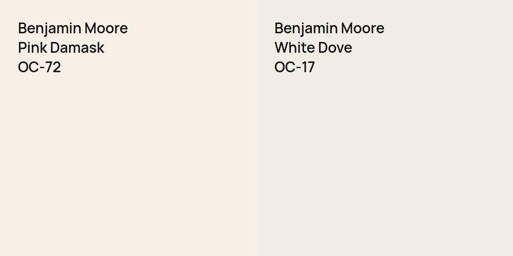 Benjamin Moore Pink Damask vs. Benjamin Moore White Dove