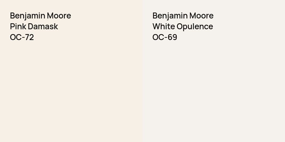 Benjamin Moore Pink Damask vs. Benjamin Moore White Opulence