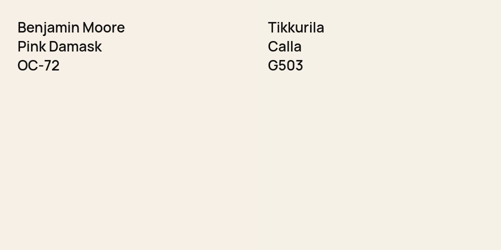 Benjamin Moore Pink Damask vs. Tikkurila Calla