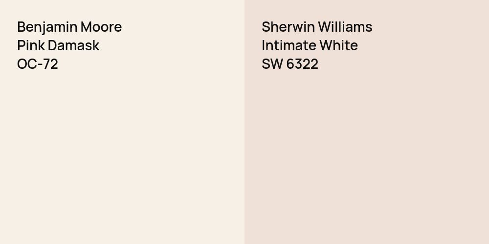 Benjamin Moore Pink Damask vs. Sherwin Williams Intimate White