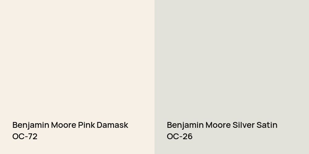 Benjamin Moore Pink Damask vs. Benjamin Moore Silver Satin