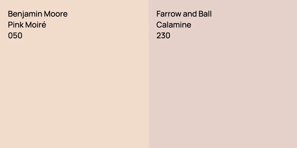 Benjamin Moore Pink Moiré vs. Farrow and Ball Calamine